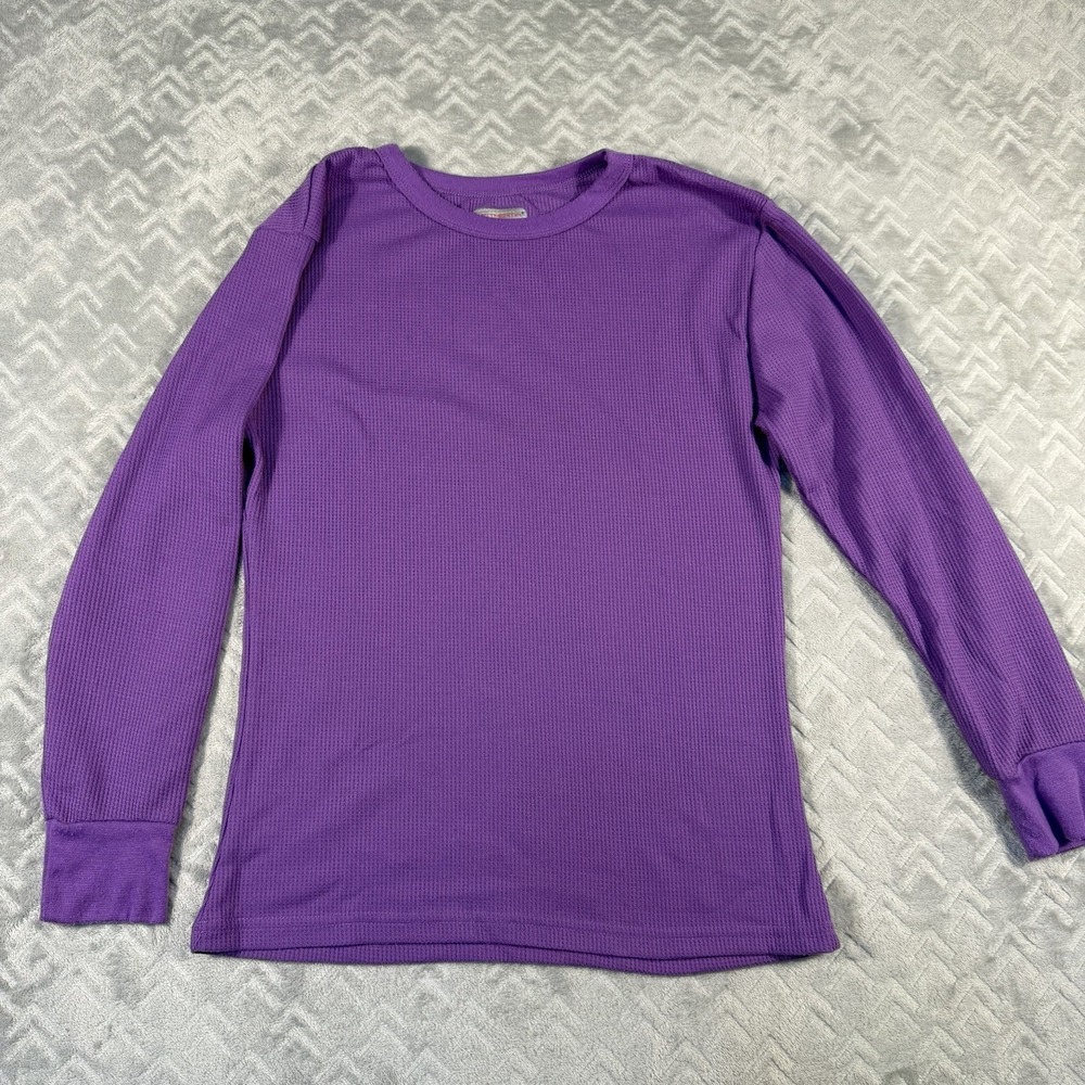 Therma Tek Women's Large Long John's Purple Waffle Thermal  Flannel Top Pant Set